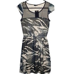 Motivi Grayish Blue Scoop Neck Short Sleeve Mini Dress Size 2 New With Tags